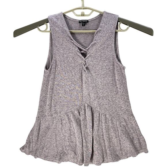 Express Tank Top Size M Dusty Pink Purple Strappy Front Sleeveless Peplum Flowy - Picture 1 of 6